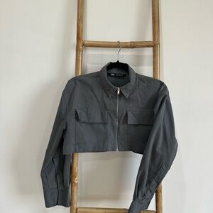 Women's Gray Cropped Jacket